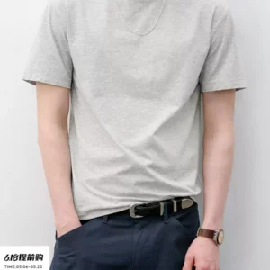 714street夏季基础款打底衫合身正肩版型短袖2026新款纯棉T恤男款