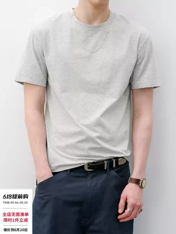 714street夏季基础款打底衫合身正肩版型短袖2026新款纯棉T恤男款