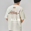 ALLIN 字母印花短袖t恤男夏季潮牌圆领宽松重磅纯棉情侣半袖上衣