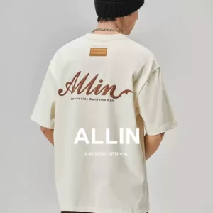 O1CN018oNiJF1iK33UFM8At_779984393.jpg_q50.jpg_.webp ALLIN 字母印花短袖t恤男夏季潮牌圆领宽松重磅纯棉情侣半袖上衣
