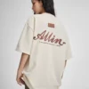 ALLIN 字母印花短袖t恤男夏季潮牌圆领宽松重磅纯棉情侣半袖上衣