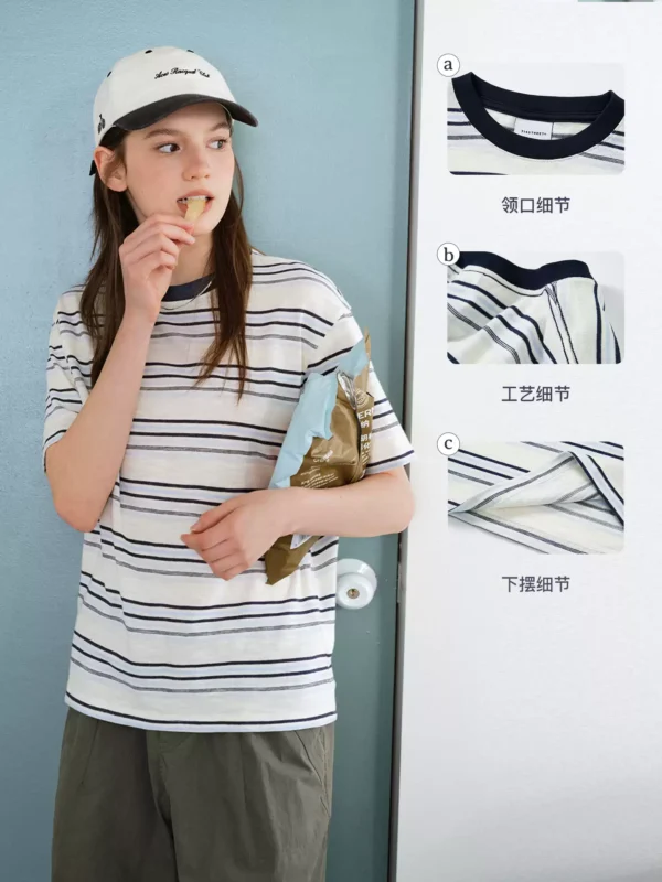 O1CN01Q6PH2S2CiGT3oxWvq_631498507.jpg_q50.jpg_.webp 714street轻薄蓝白条纹短袖T恤男2026夏季圆领微宽松落肩撞色上衣