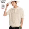 O1CN01p1QDxT1hducKj4Ct3_2211768274301.jpg_q50.jpg_.webp CoosRetro老钱风亚麻短袖T恤男生夏季情侣莱赛尔针织衫polo领上衣