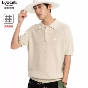 O1CN01p1QDxT1hducKj4Ct3_2211768274301.jpg_q50.jpg_.webp CoosRetro老钱风亚麻短袖T恤男生夏季情侣莱赛尔针织衫polo领上衣