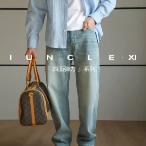 O1CN01wd4mKz1Kec3okstMp_1824981189-0-picasso.jpg_q50.jpg_.webp IUNCLEXI【四面弹力】夏季薄款8.5OZ莱赛尔蓝色牛仔裤男休闲长裤