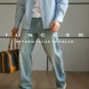 IUNCLEXI【四面弹力】夏季薄款8.5OZ莱赛尔蓝色牛仔裤男休闲长裤