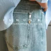 IUNCLEXI【四面弹力】夏季薄款8.5OZ莱赛尔蓝色牛仔裤男休闲长裤
